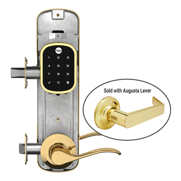 Yale Z-Wave Plus Assure Interconnected Key-Free Touchscreen Lockset, Augusta Lever, Left Handed, 5.5" Prep